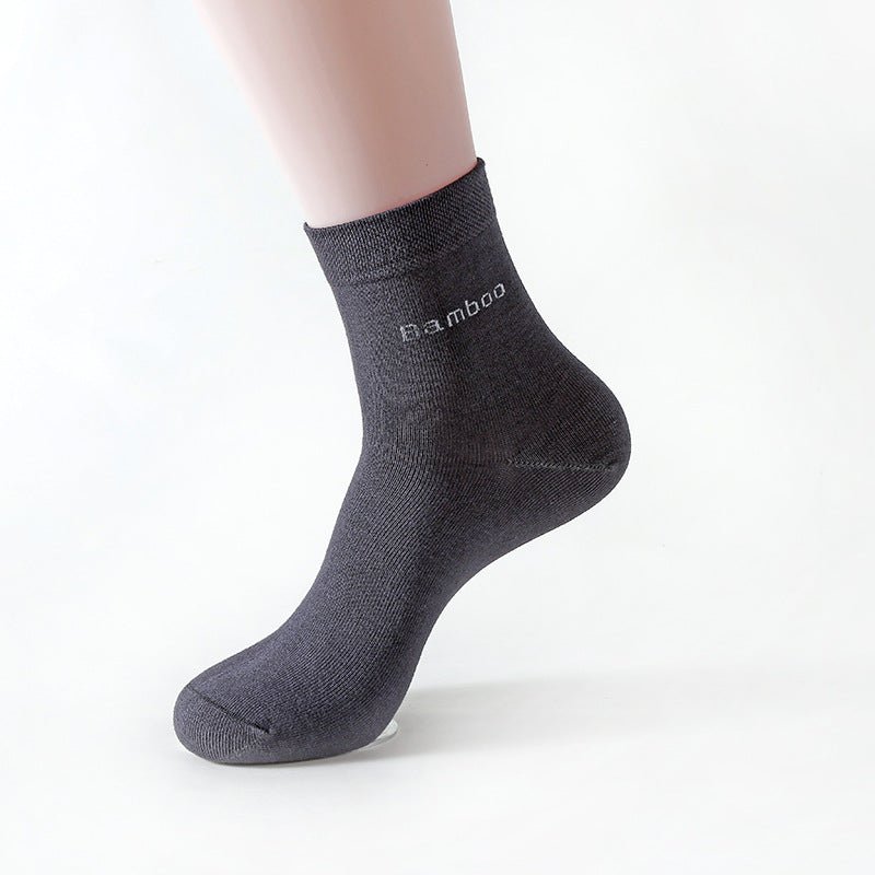 Socks Solid Color Socks Men's Mid-tube Bamboo Fiber Socks Men - Muhaab