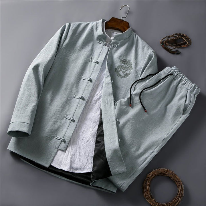 Spring Chinese Style Retro Ethnic Style Suits Men's Suits Spring Stand-up Collar Chinese Tunic - Muhaab