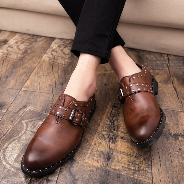 Spring Rivet Fashion Retro Dress Men's Leather Shoes British Style - Muhaab