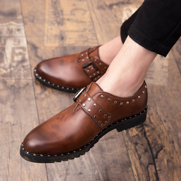 Spring Rivet Fashion Retro Dress Men's Leather Shoes British Style - Muhaab