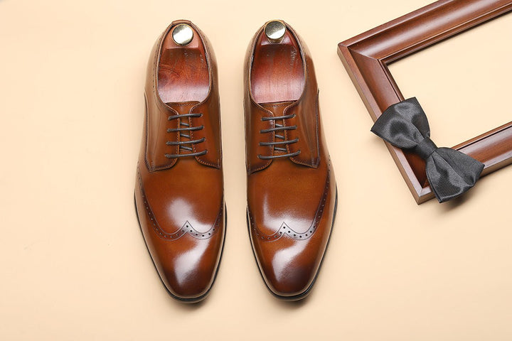 Spring Round Head Carved Brogue Shoes Men - Muhaab