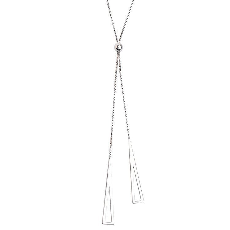 Sterling Silver Geometric Triangle Necklace for Women Adjustable Clavicle Chain Necklace Jewelry Gifts - Muhaab