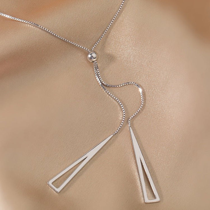 Sterling Silver Geometric Triangle Necklace for Women Adjustable Clavicle Chain Necklace Jewelry Gifts - Muhaab