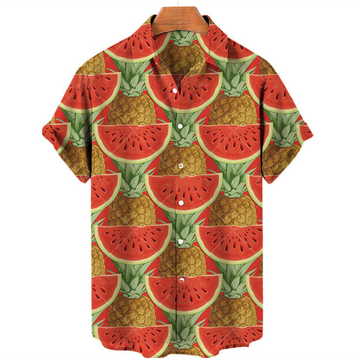 Summer Casual Fruit Print Hawaiian Shirt For Men - Muhaab