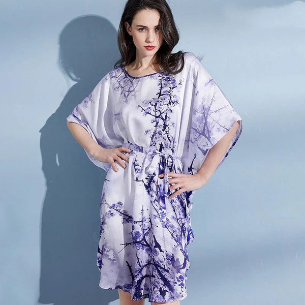 Summer Loose Plus Fertilizer Plus Size Silk Nightdress - Muhaab