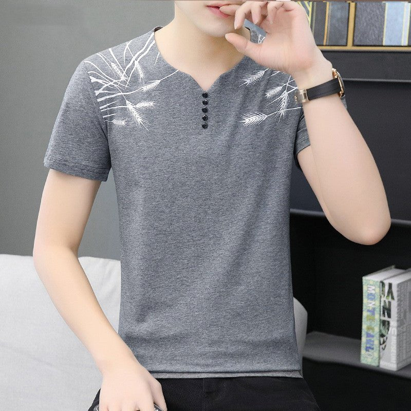 Summer New Men"s Short Sleeve T-Shirt Chao Brand Foreign Trade Pure Color Cotton Large Men"s Sports T-Shirt Wholesale - Muhaab