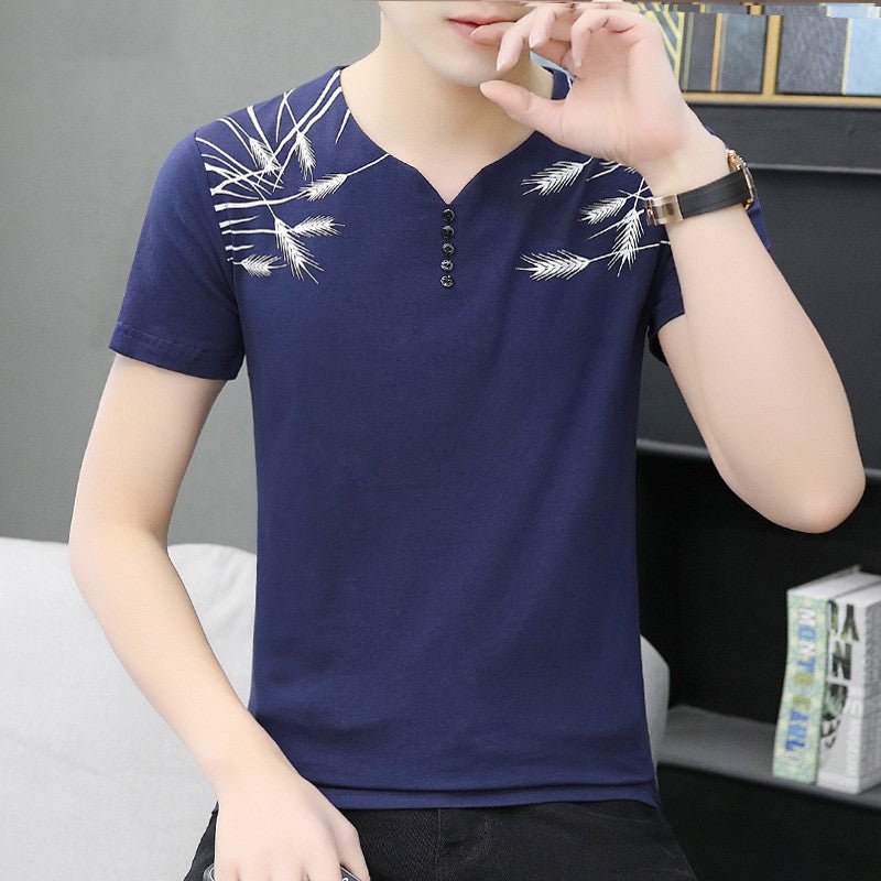 Summer New Men"s Short Sleeve T-Shirt Chao Brand Foreign Trade Pure Color Cotton Large Men"s Sports T-Shirt Wholesale - Muhaab