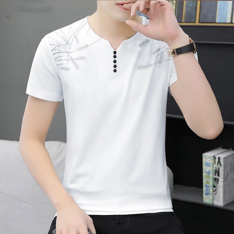 Summer New Men"s Short Sleeve T-Shirt Chao Brand Foreign Trade Pure Color Cotton Large Men"s Sports T-Shirt Wholesale - Muhaab