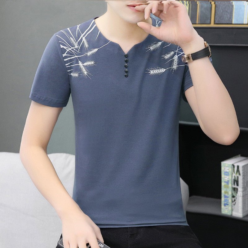 Summer New Men"s Short Sleeve T-Shirt Chao Brand Foreign Trade Pure Color Cotton Large Men"s Sports T-Shirt Wholesale - Muhaab
