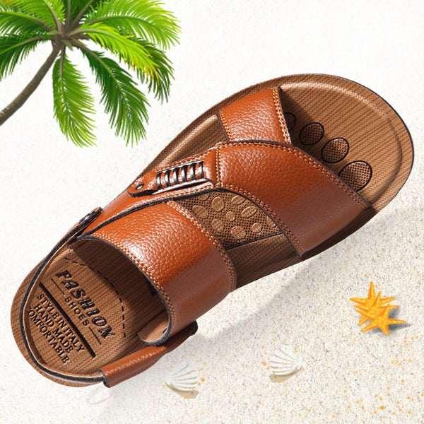 Summer Sandals Men's Leather Sandals And Slippers Casual And Breathable - Muhaab