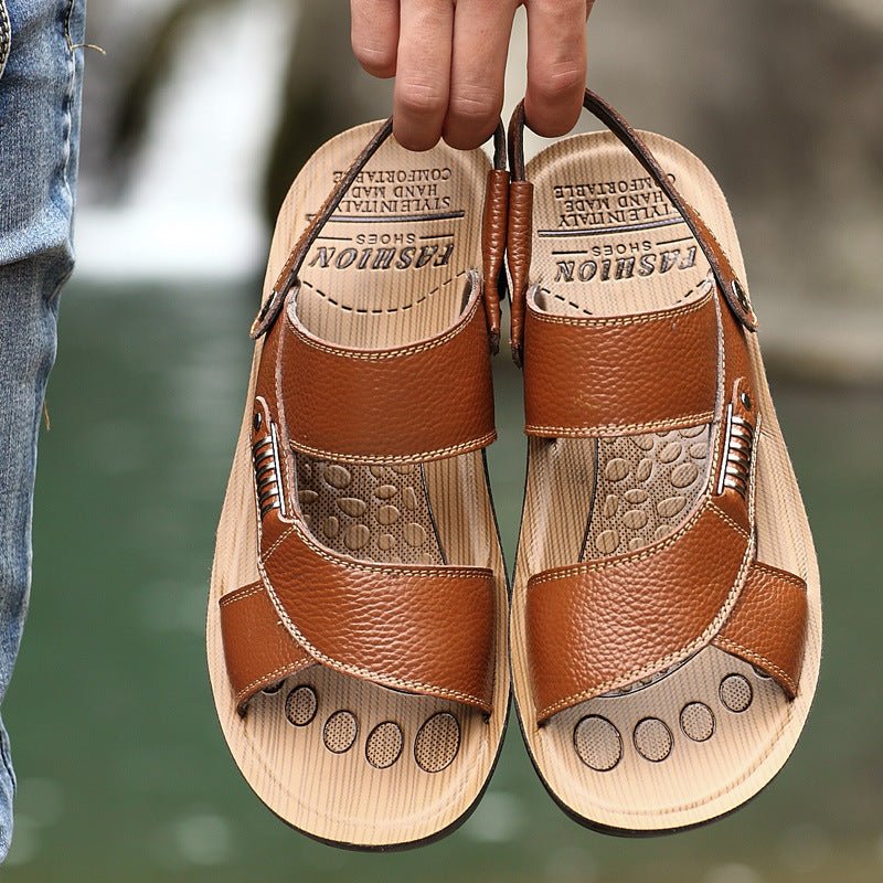 Summer Sandals Men's Leather Sandals And Slippers Casual And Breathable - Muhaab