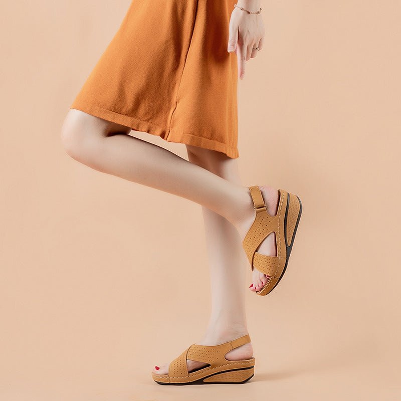 Summer Sandals Women's Wedges Shoes With Velcro - Muhaab