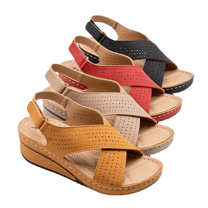 Summer Sandals Women's Wedges Shoes With Velcro - Muhaab