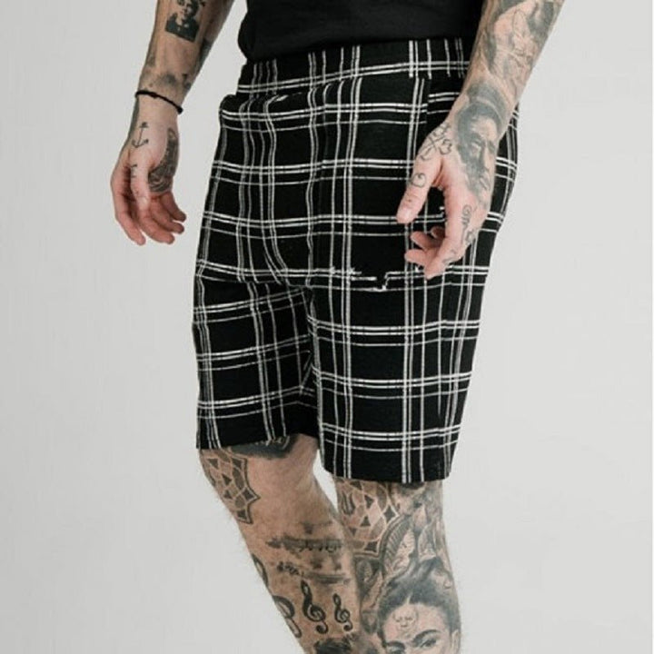 Summer Striped Casual Shorts Straight Leg Cropped Pants Men - Muhaab