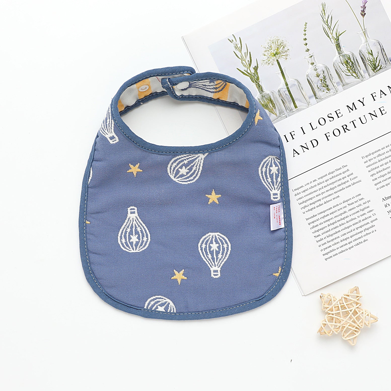 Summer Thin Pure Cotton Concealed Button 6-layer U-shaped Baby Gauze Bib - Muhaab