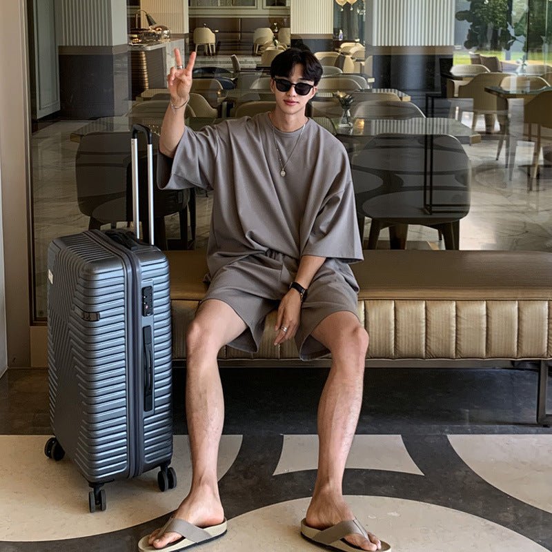 Summer Two-piece Sports Short-sleeved T-shirt Shorts Suit Men - Muhaab