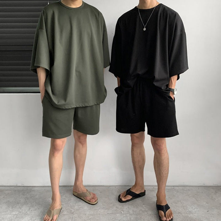 Summer Two-piece Sports Short-sleeved T-shirt Shorts Suit Men - Muhaab