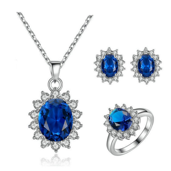 Sunflower Jewelry Set Necklace Ring Stud Earrings Bridal Jewelry - Muhaab