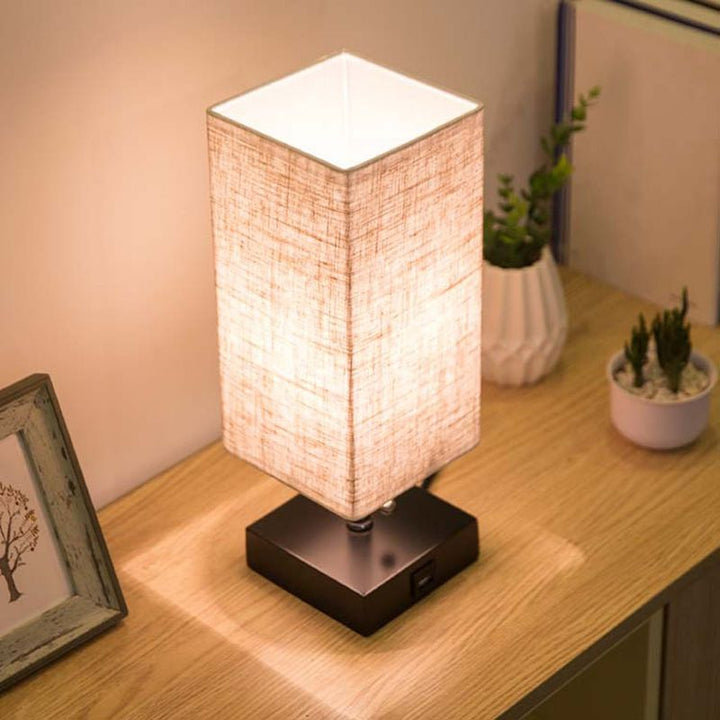 Table lamp linen square table lamp study bedside table lamp - Muhaab