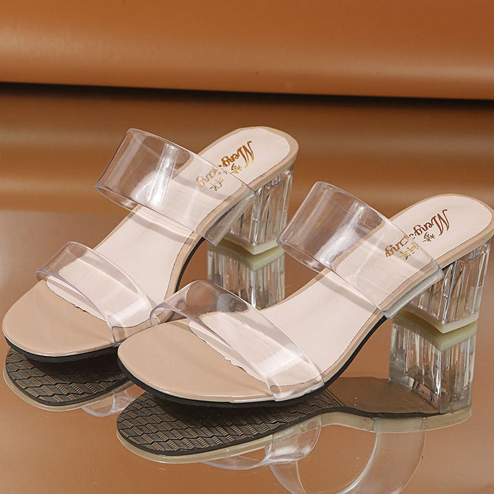 Thick Heel Transparent Sandals Women Women's Sandals Korean Casual - Muhaab