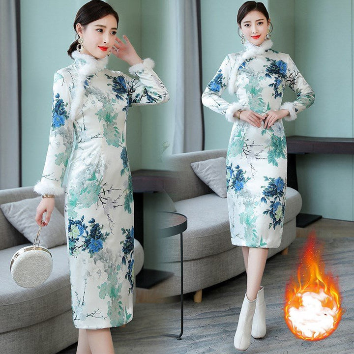 Thickened warm vintage MIDI dresses - Muhaab