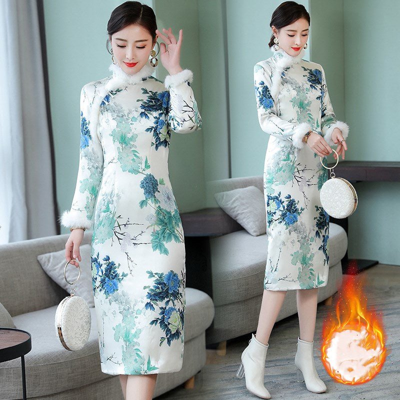 Thickened warm vintage MIDI dresses - Muhaab