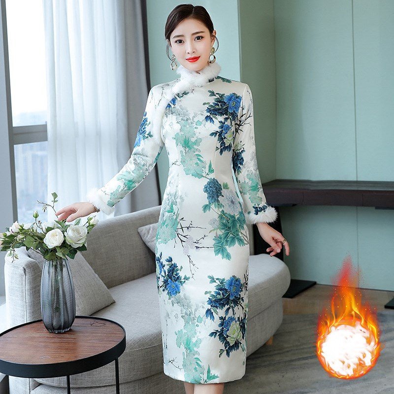 Thickened warm vintage MIDI dresses - Muhaab