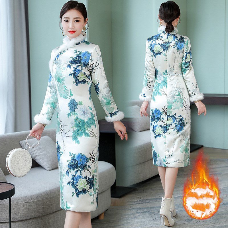 Thickened warm vintage MIDI dresses - Muhaab