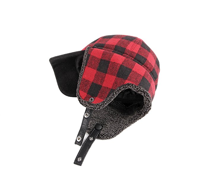 Trendy Plus Velvet Thick Plaid Ear Protection Cotton Cap Men - Muhaab