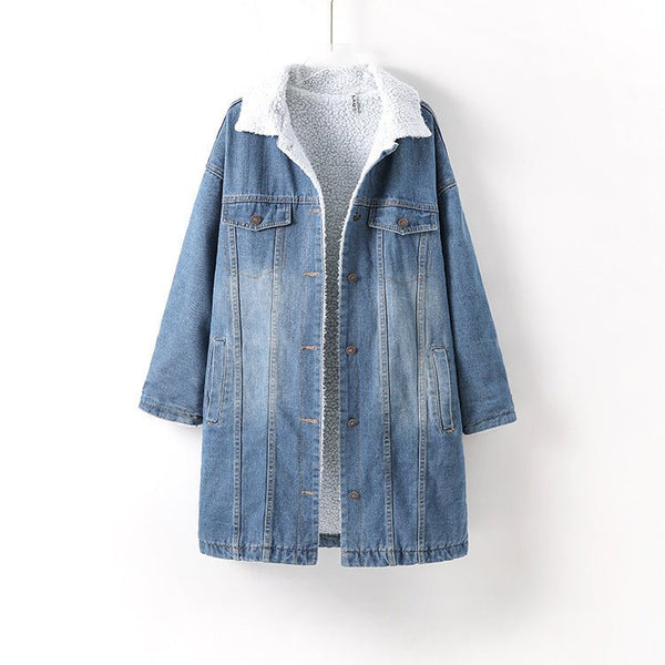 Vangull Fur Warm Winter Denim Jacket Women New Fashion Autumn Wool Lining Jeans Coat Women Bomber Jackets Casaco Feminino - Muhaab