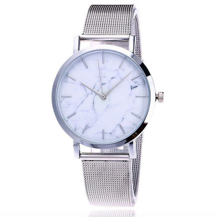 Vansvar fashion brand silver and gold mesh band creative marble wristwatch casual women quartz watches gift relogio feminino - Muhaab