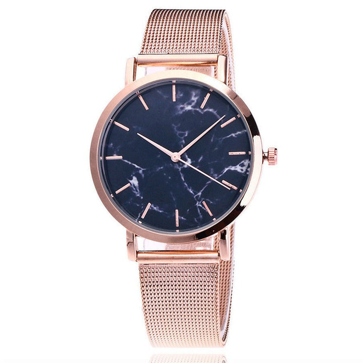 Vansvar fashion brand silver and gold mesh band creative marble wristwatch casual women quartz watches gift relogio feminino - Muhaab