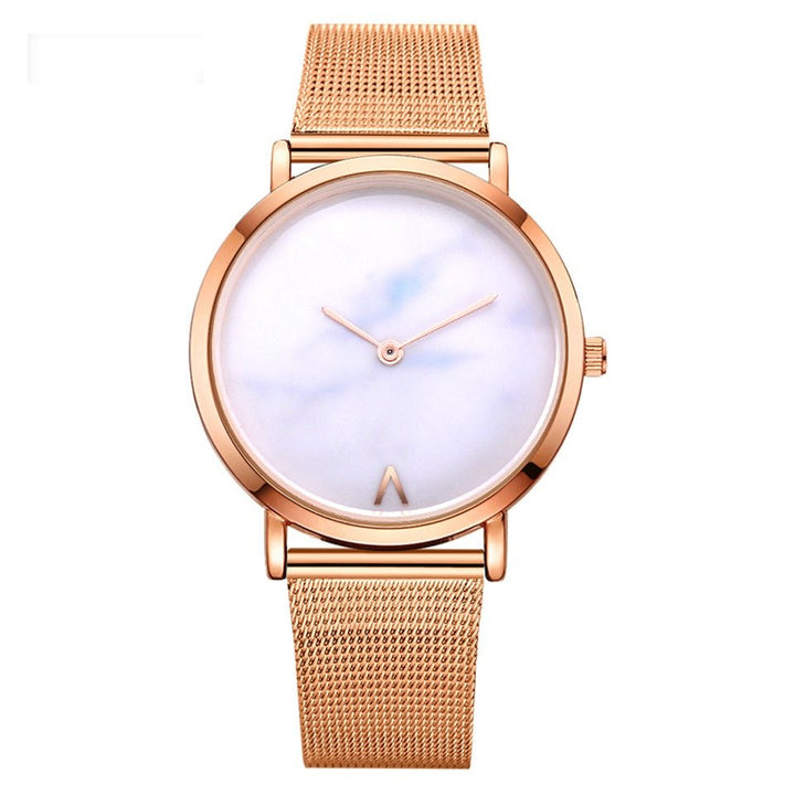 Vansvar fashion brand silver and gold mesh band creative marble wristwatch casual women quartz watches gift relogio feminino - Muhaab