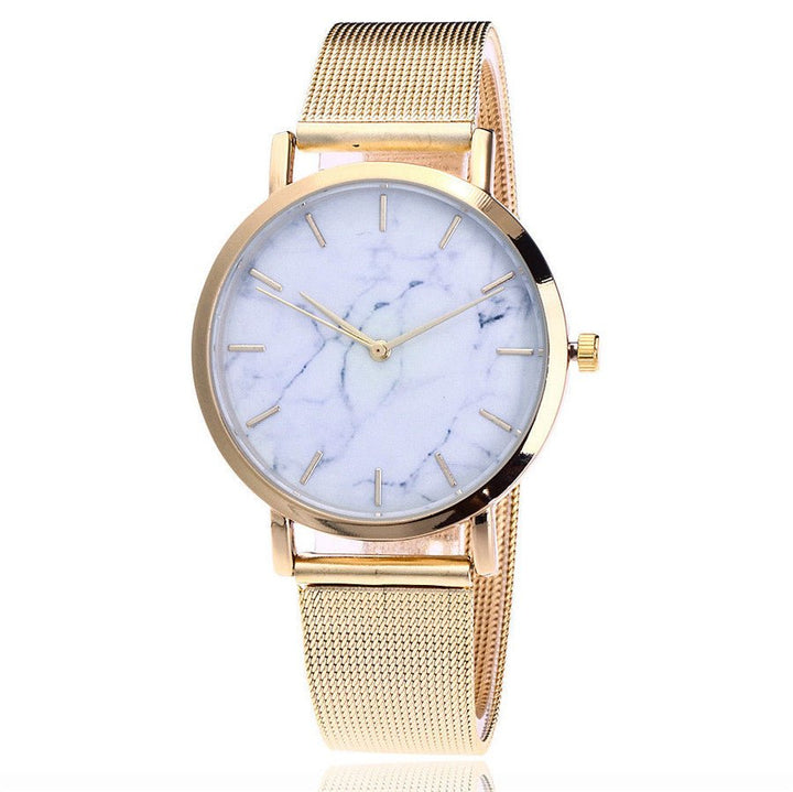 Vansvar fashion brand silver and gold mesh band creative marble wristwatch casual women quartz watches gift relogio feminino - Muhaab