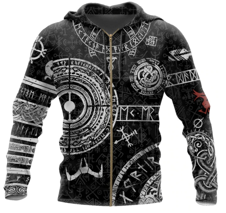 Viking Odin Tattoo D Printed Men hoodies - Muhaab