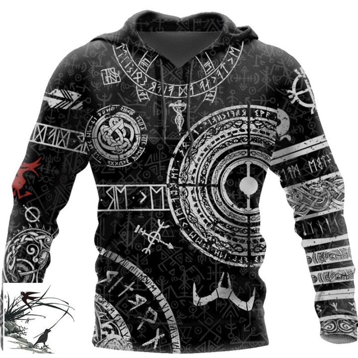 Viking Odin Tattoo D Printed Men hoodies - Muhaab