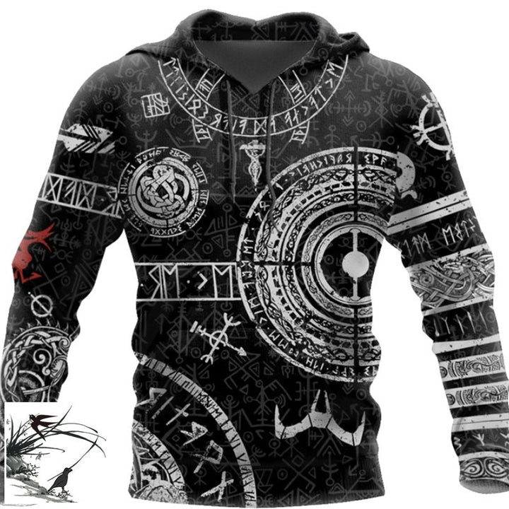 Viking Odin Tattoo D Printed Men hoodies - Muhaab