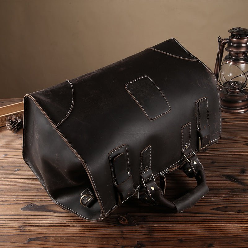 Vintage Cowhide Men's Bag, Large-capacity Travel Bag, Leather Shoulder Bag - Muhaab