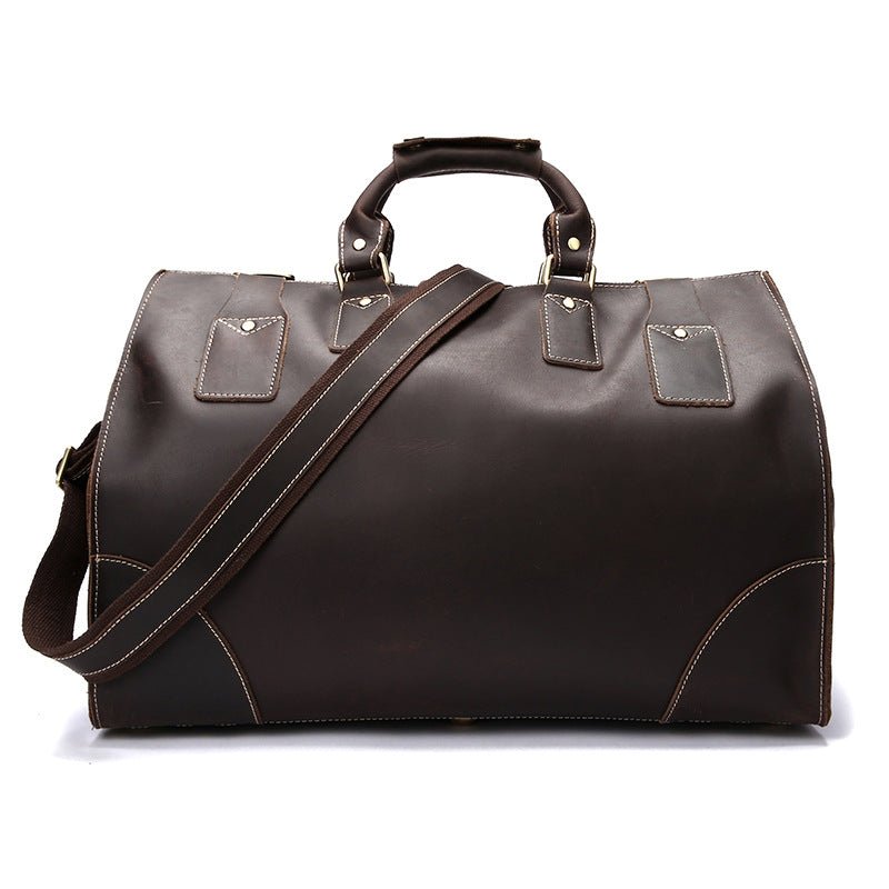 Vintage Cowhide Men's Bag, Large-capacity Travel Bag, Leather Shoulder Bag - Muhaab