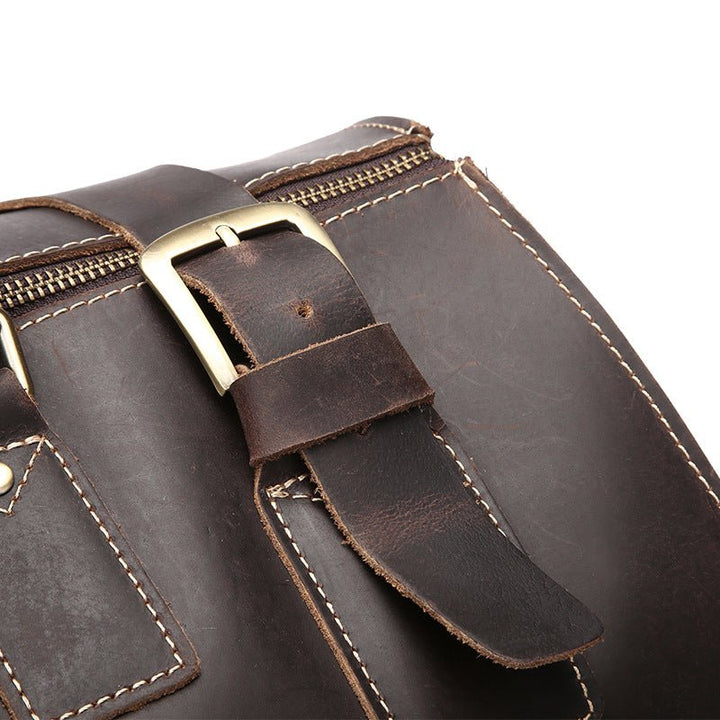 Vintage Cowhide Men's Bag, Large-capacity Travel Bag, Leather Shoulder Bag - Muhaab