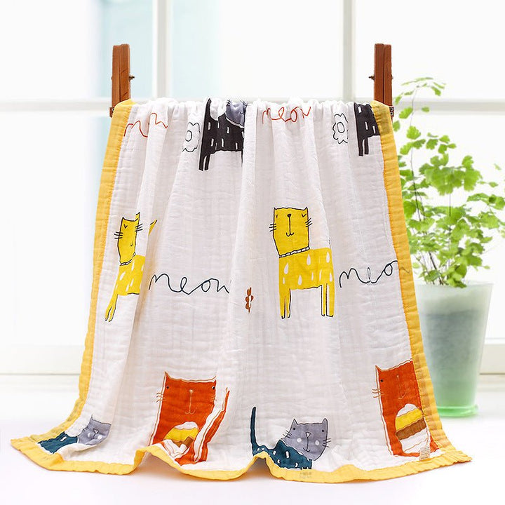 Wholesale 110 X 110Cm 6-Layer Gauze Baby Bath Towel, Soft And Comfortable Cartoon Printed Baby Quilt - Muhaab