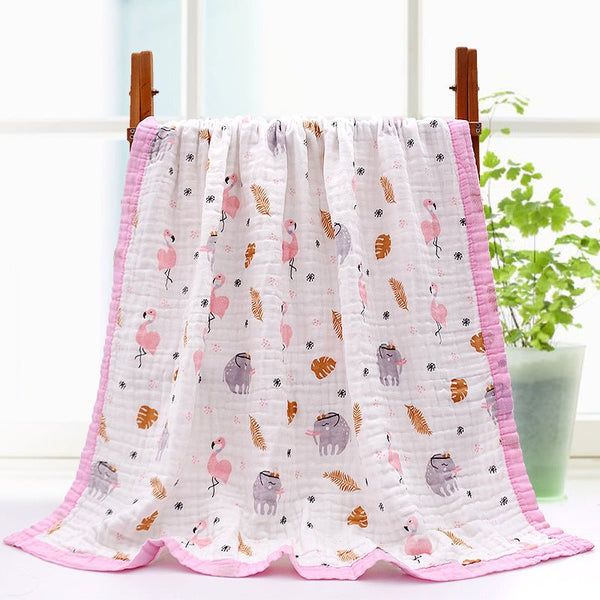 Wholesale 110 X 110Cm 6-Layer Gauze Baby Bath Towel, Soft And Comfortable Cartoon Printed Baby Quilt - Muhaab