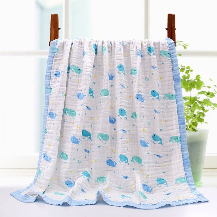 Wholesale 110 X 110Cm 6-Layer Gauze Baby Bath Towel, Soft And Comfortable Cartoon Printed Baby Quilt - Muhaab