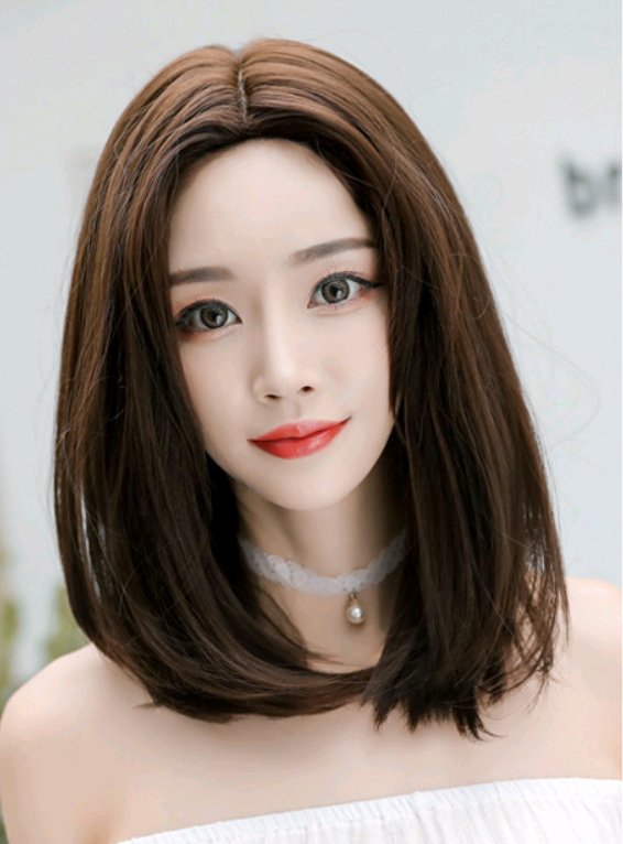 Wig in the long straight hair fashion realistic wig wig long straight hair - Muhaab