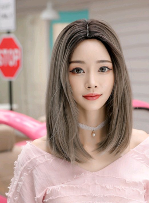 Wig in the long straight hair fashion realistic wig wig long straight hair - Muhaab