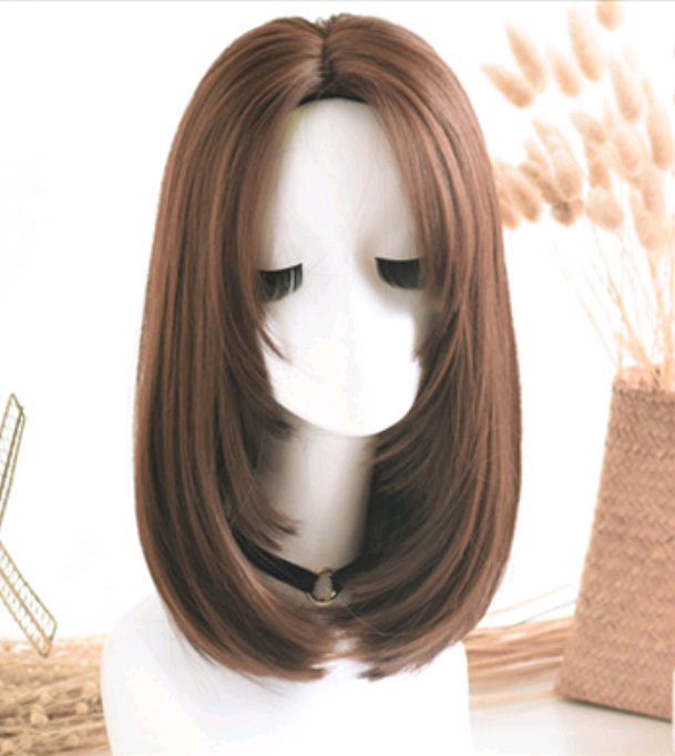 Wig in the long straight hair fashion realistic wig wig long straight hair - Muhaab