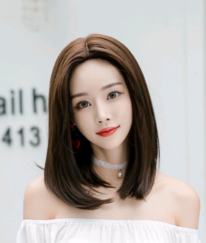 Wig in the long straight hair fashion realistic wig wig long straight hair - Muhaab