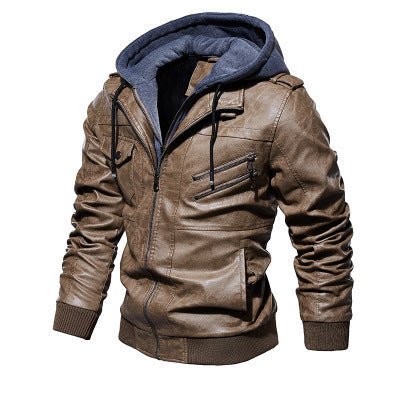 Winter Fashion Motorcycle Leather Jacket Men Slim Fit Oblique Zipper PU Jackets Autumn Mens Leather Biker Coats Warm Streetwear - Muhaab