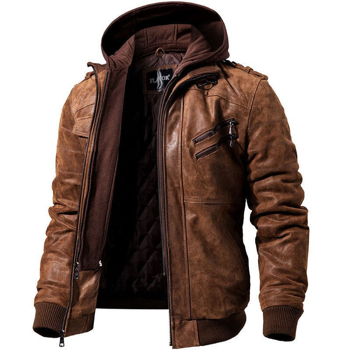 Winter Fashion Motorcycle Leather Jacket Men Slim Fit Oblique Zipper PU Jackets Autumn Mens Leather Biker Coats Warm Streetwear - Muhaab