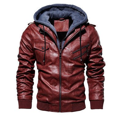 Winter Fashion Motorcycle Leather Jacket Men Slim Fit Oblique Zipper PU Jackets Autumn Mens Leather Biker Coats Warm Streetwear - Muhaab